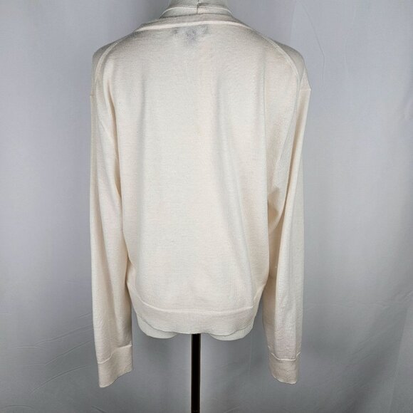 J. Crew Womens XL Beige Ivory Featherweight The Good Cashmere Cardigan Preppy - Picture 4 of 11